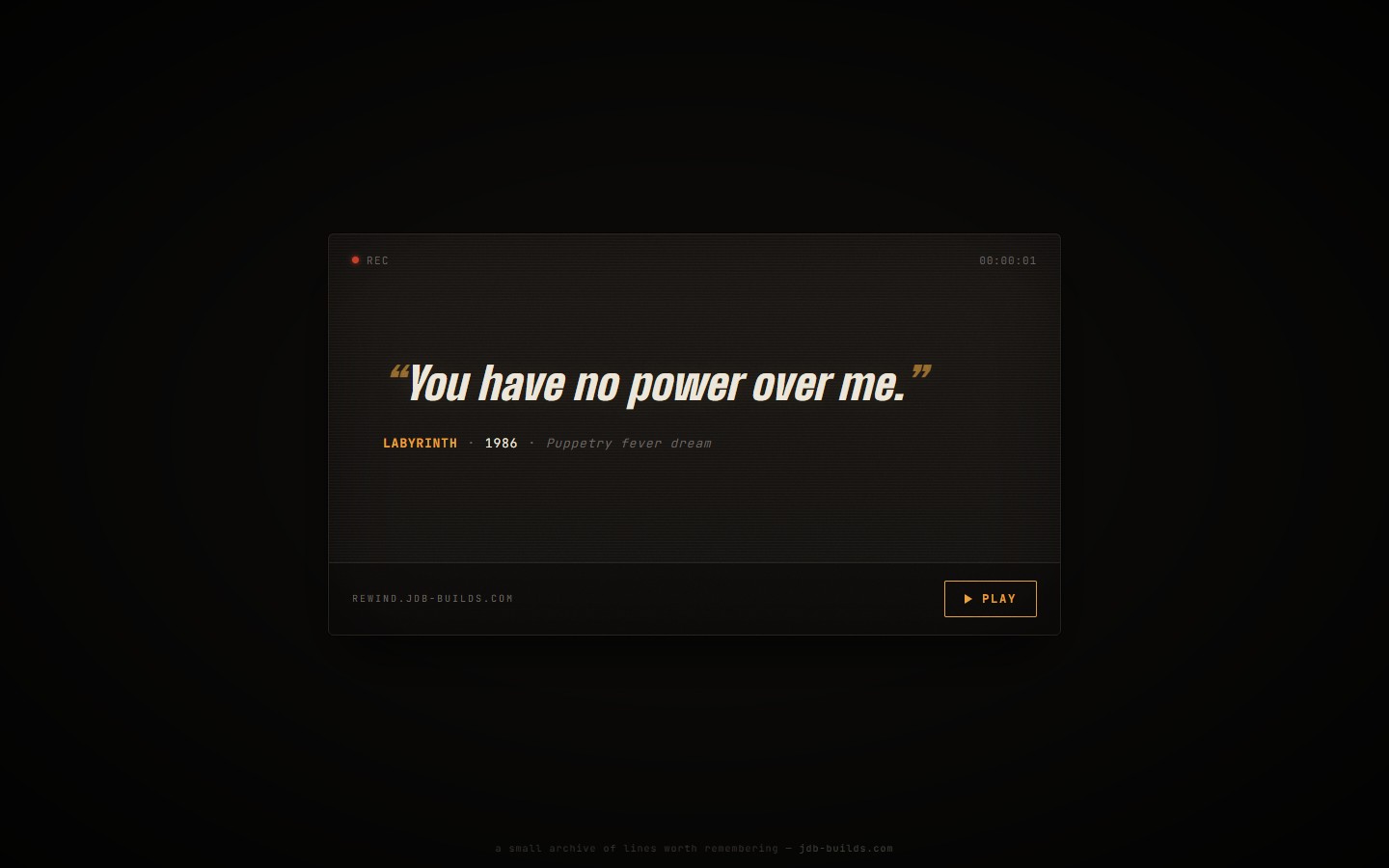 REWIND’s retro tape-deck interface for cult movie quotes.